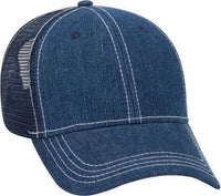 OTTO 83-509 Washed Denim Low Profile Pro Style Mesh Back Cap - Navy White - Navy White / One Size Fits Most