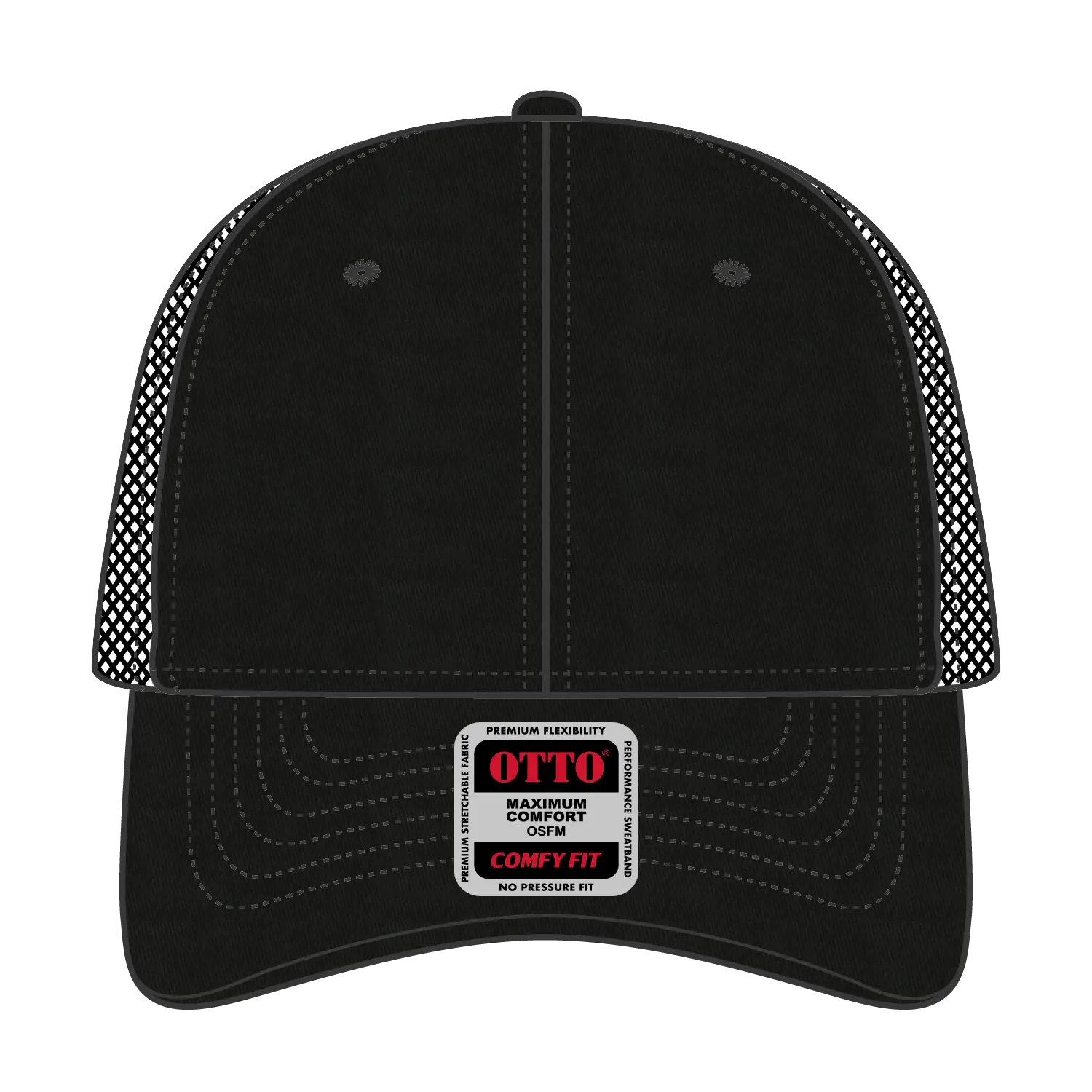 OTTO 83-605 ’OTTO Comfy Fit’ 6 Panel Low Profile Baseball Cap - Black - Black / 6 1/2’’ - 7 5/8’’