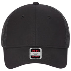 OTTO 83-932 6 Panel Low Profile Mesh Back Trucker Cap - Black - Black / 6 1/2’’ - 7 5/8’’