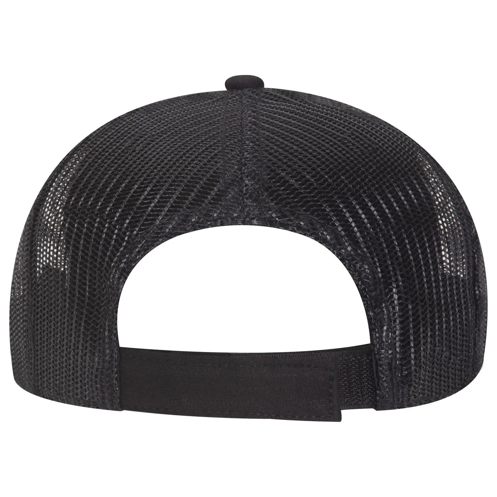 OTTO 83-932 6 Panel Low Profile Mesh Back Trucker Cap - Black - Black / 6 1/2’’ - 7 5/8’’