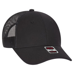 OTTO 83-932 6 Panel Low Profile Mesh Back Trucker Cap - Black - Black / 6 1/2’’ - 7 5/8’’