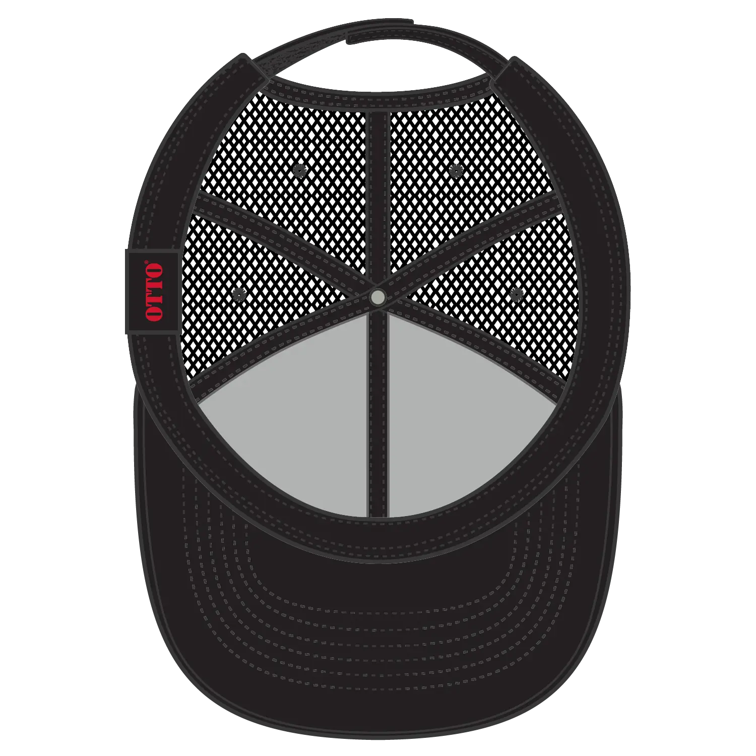 OTTO 83-932 6 Panel Low Profile Mesh Back Trucker Cap - Black - Black / 6 1/2’’ - 7 5/8’’