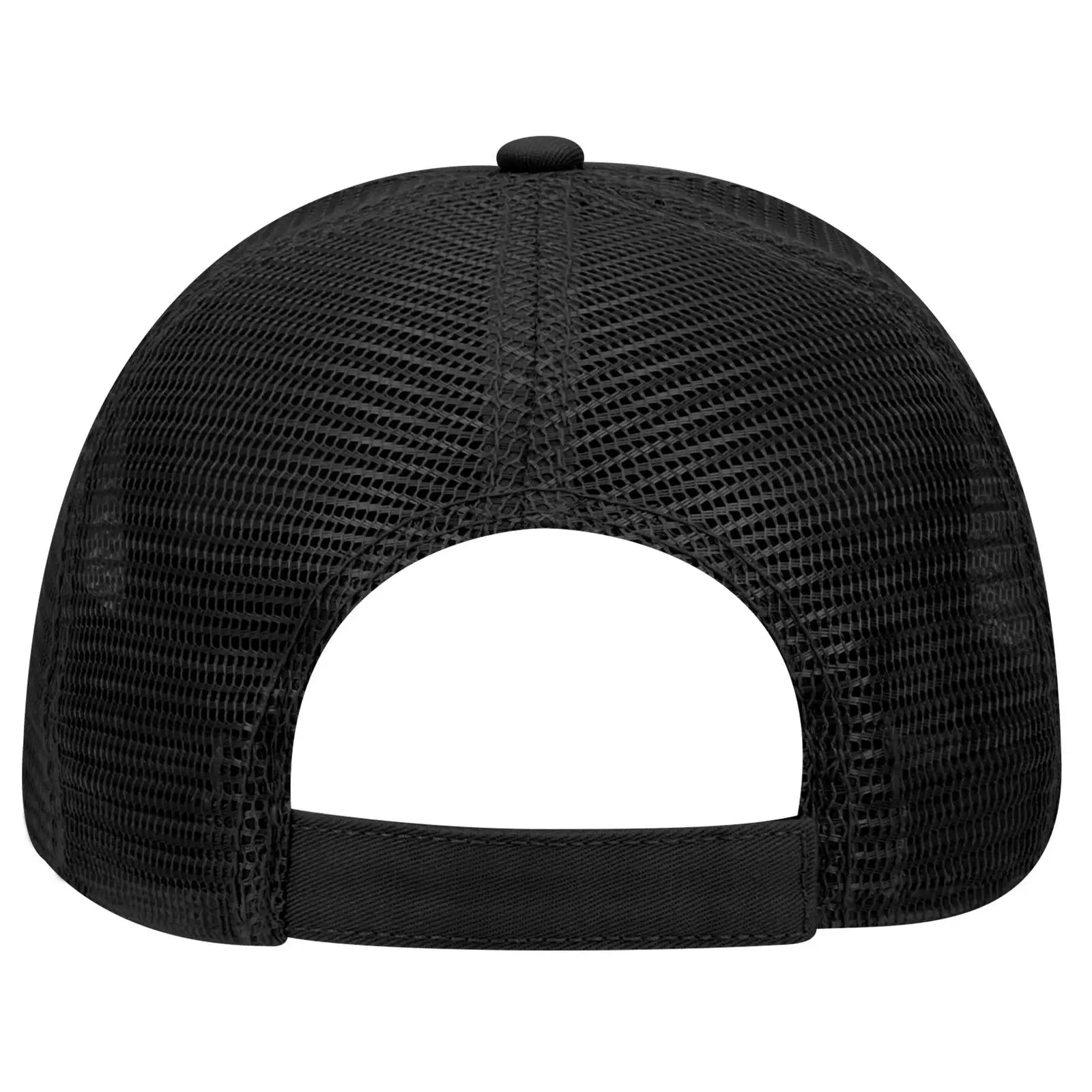 OTTO 83-942 6 Panel Low Profile Mesh Back Trucker Cap - Black - Black / 6 1/2’’ - 7 5/8’’