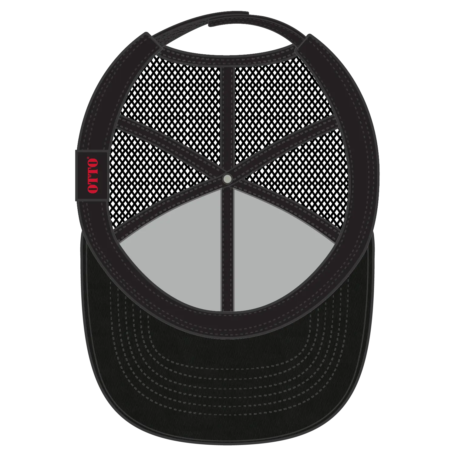 OTTO 83-942 6 Panel Low Profile Mesh Back Trucker Cap - Black - Black / 6 1/2’’ - 7 5/8’’