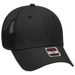 OTTO 83-942 6 Panel Low Profile Mesh Back Trucker Cap - Black - Black / 6 1/2’’ - 7 5/8’’