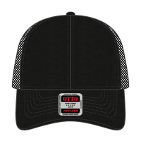 OTTO 83-942 6 Panel Low Profile Mesh Back Trucker Cap - Black - Black / 6 1/2’’ - 7 5/8’’
