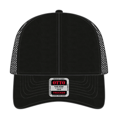 OTTO 83-942 6 Panel Low Profile Mesh Back Trucker Cap - Black - Black / 6 1/2’’ - 7 5/8’’