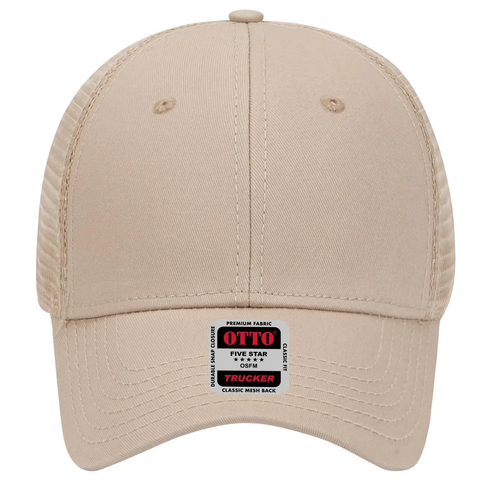 OTTO 83-942 6 Panel Low Profile Mesh Back Trucker Cap - Khaki - Khaki / 6 1/2’’ - 7 5/8’’