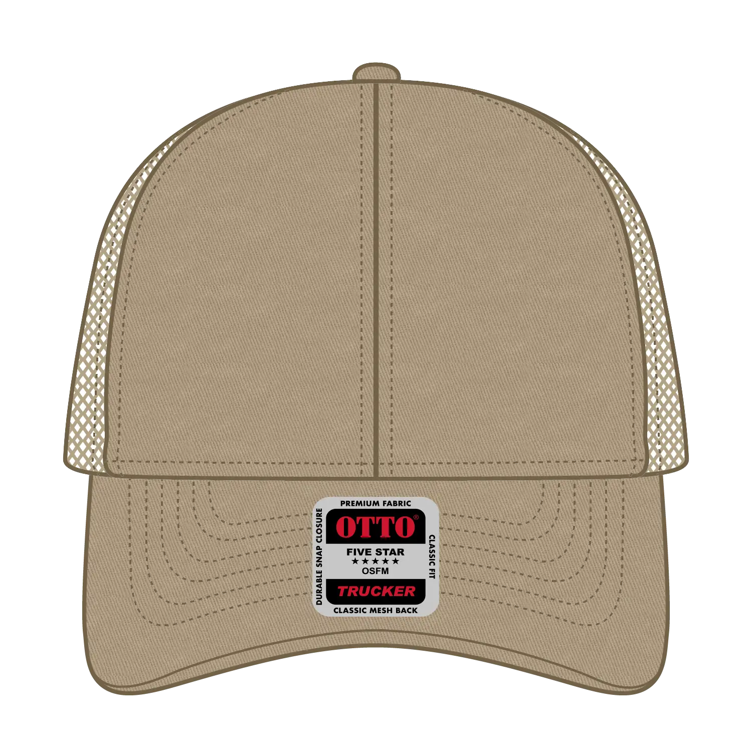 OTTO 83-942 6 Panel Low Profile Mesh Back Trucker Cap - Khaki - Khaki / 6 1/2’’ - 7 5/8’’