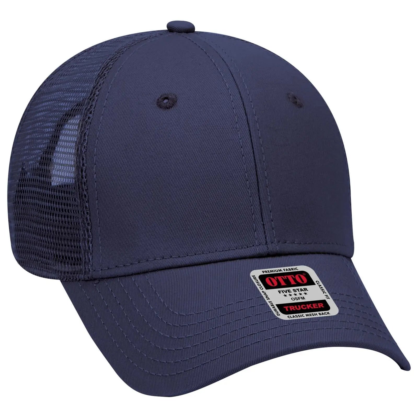 OTTO 83-942 6 Panel Low Profile Mesh Back Trucker Cap - Navy - Navy / 6 1/2’’ - 7 5/8’’