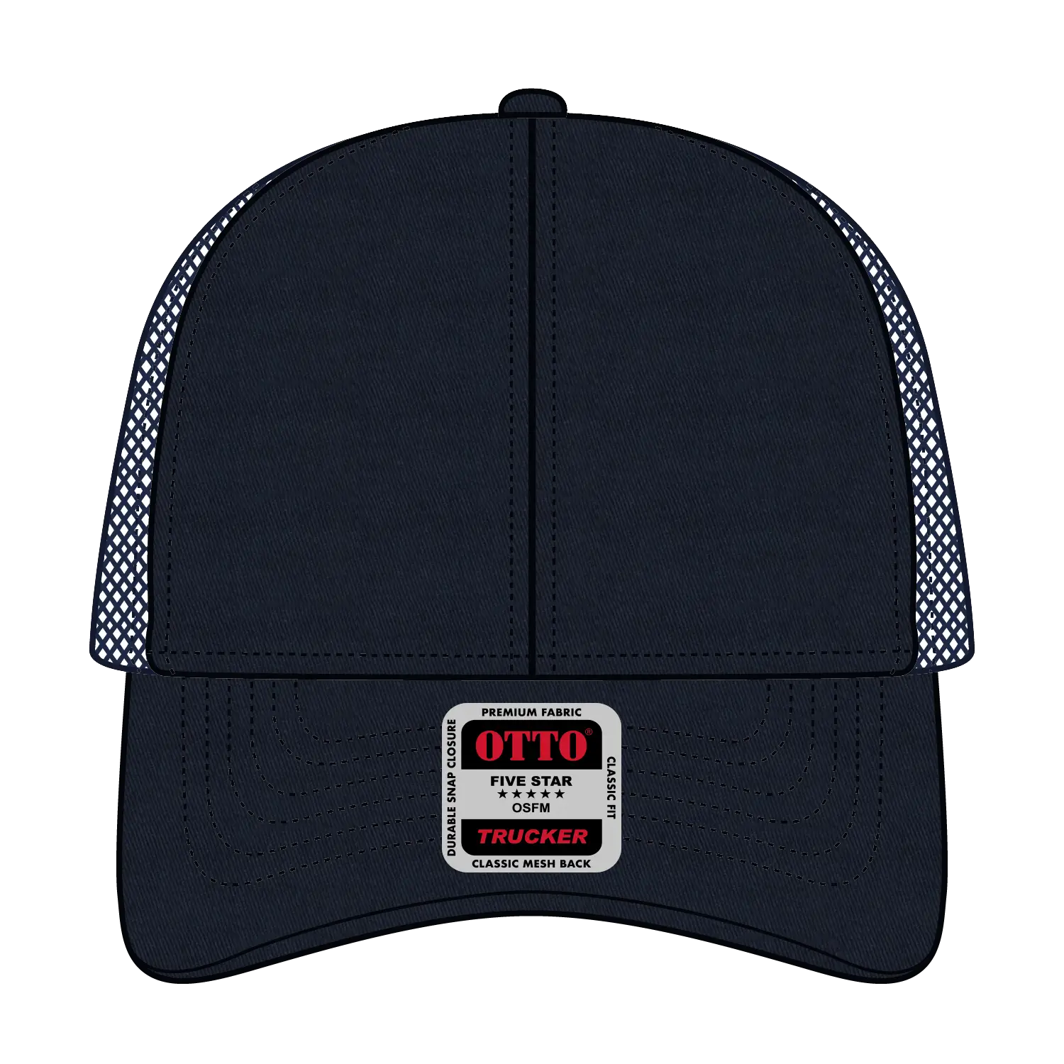 OTTO 83-942 6 Panel Low Profile Mesh Back Trucker Cap - Navy - Navy / 6 1/2’’ - 7 5/8’’