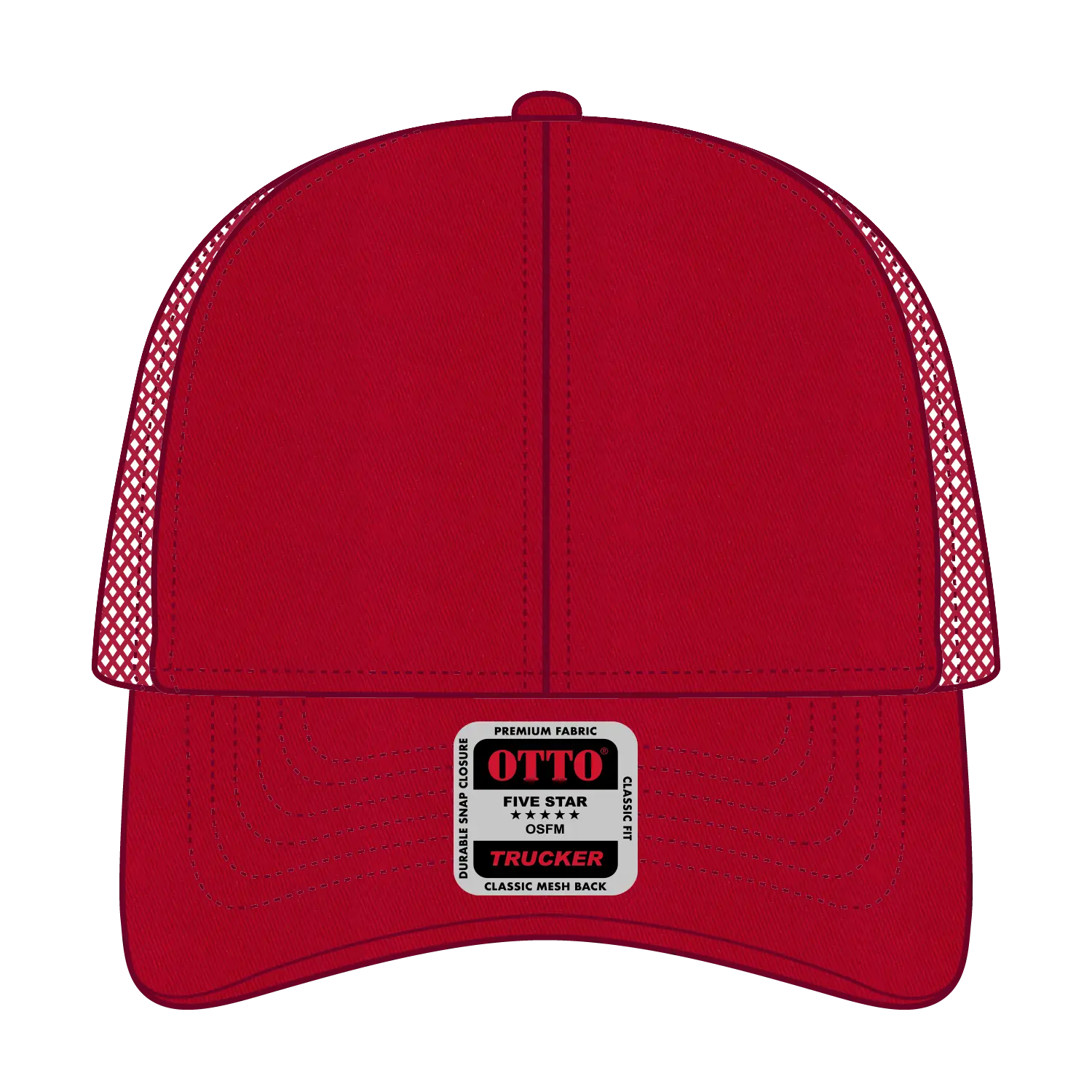 OTTO 83-942 6 Panel Low Profile Mesh Back Trucker Cap - Red - Red / 6 1/2’’ - 7 5/8’’