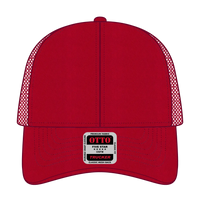 OTTO 83-942 6 Panel Low Profile Mesh Back Trucker Cap - Red - Red / 6 1/2’’ - 7 5/8’’