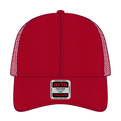 OTTO 83-942 6 Panel Low Profile Mesh Back Trucker Cap - Red - Red / 6 1/2’’ - 7 5/8’’