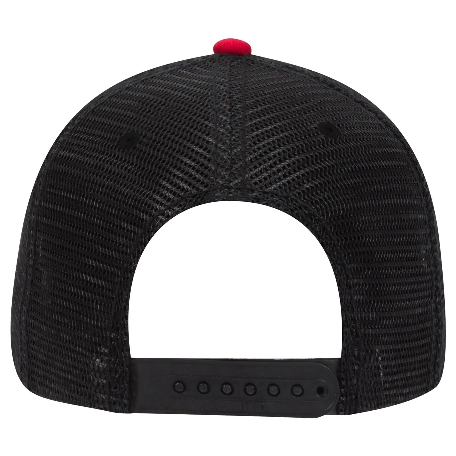 OTTO 84-482 6 Panel Low Profile Mesh Back Trucker Cap - Blk/Blk/Red - Blk/Blk/Red / 6 1/2’’ - 7 5/8’’