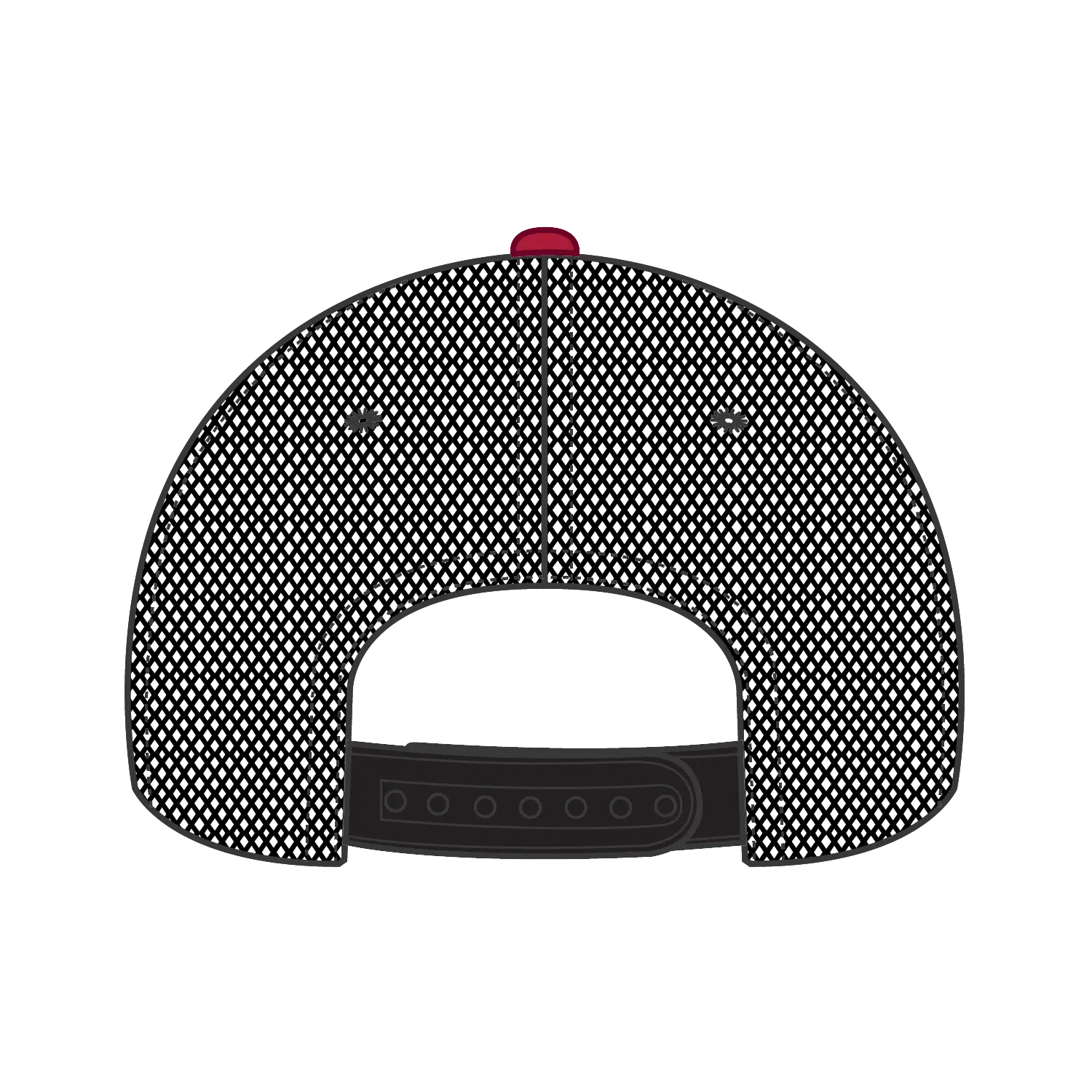 OTTO 84-482 6 Panel Low Profile Mesh Back Trucker Cap - Blk/Blk/Red - Blk/Blk/Red / 6 1/2’’ - 7 5/8’’