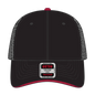 OTTO 84-482 6 Panel Low Profile Mesh Back Trucker Cap - Blk/Blk/Red - Blk/Blk/Red / 6 1/2’’ - 7 5/8’’