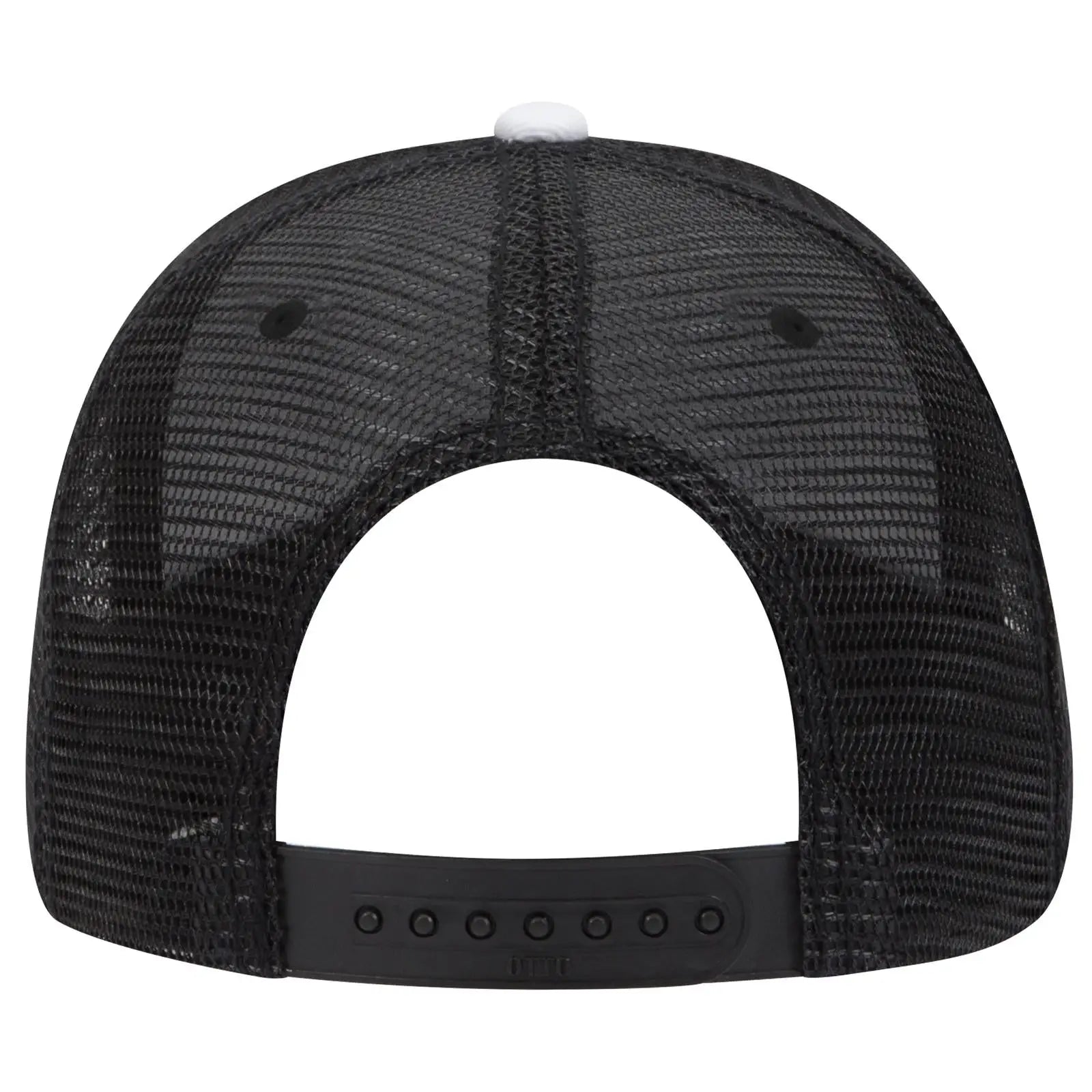 OTTO 84-482 6 Panel Low Profile Mesh Back Trucker Cap - Blk/Blk/Wht - Blk/Blk/Wht / 6 1/2’’ - 7 5/8’’