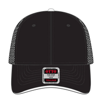 OTTO 84-482 6 Panel Low Profile Mesh Back Trucker Cap - Blk/Blk/Wht - Blk/Blk/Wht / 6 1/2’’ - 7 5/8’’