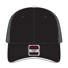 OTTO 84-482 6 Panel Low Profile Mesh Back Trucker Cap - Blk/Blk/Wht - Blk/Blk/Wht / 6 1/2’’ - 7 5/8’’