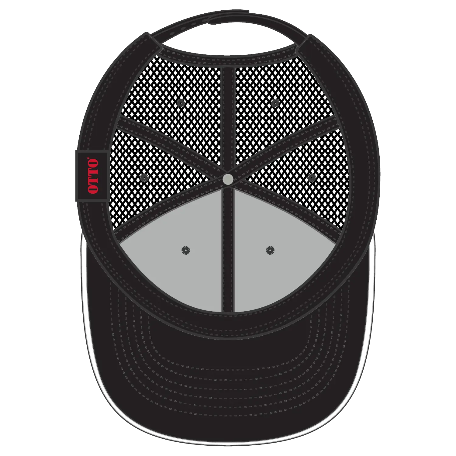 OTTO 84-482 6 Panel Low Profile Mesh Back Trucker Cap - Blk/Blk/Wht - Blk/Blk/Wht / 6 1/2’’ - 7 5/8’’