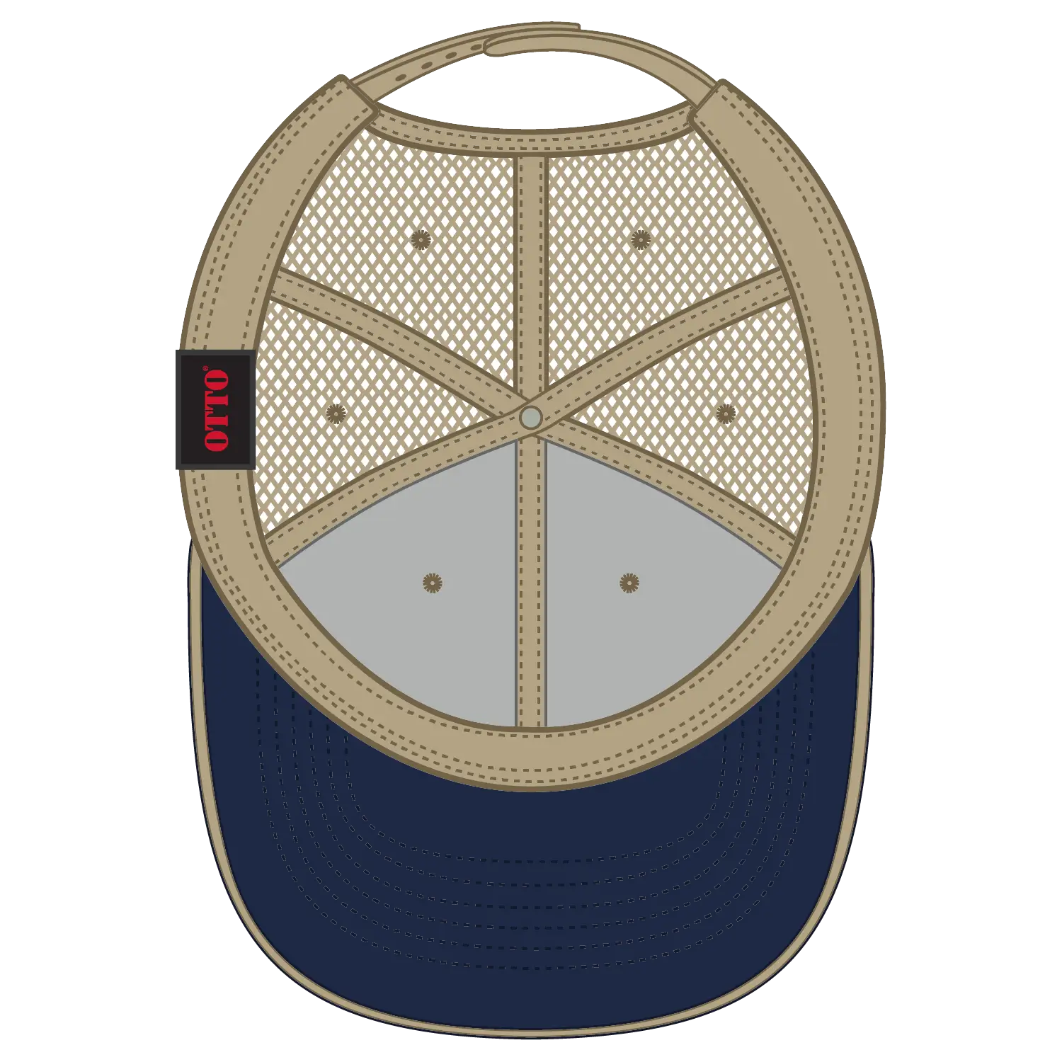 OTTO 84-482 6 Panel Low Profile Mesh Back Trucker Cap - Nvy/Kha/Kha - Nvy/Kha/Kha / 6 1/2’’ - 7 5/8’’