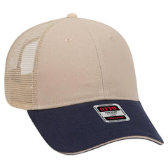 OTTO 84-482 6 Panel Low Profile Mesh Back Trucker Cap - Nvy/Kha/Kha - Nvy/Kha/Kha / 6 1/2’’ - 7 5/8’’