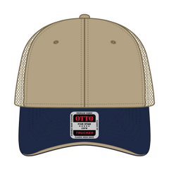 OTTO 84-482 6 Panel Low Profile Mesh Back Trucker Cap - Nvy/Kha/Kha - Nvy/Kha/Kha / 6 1/2’’ - 7 5/8’’