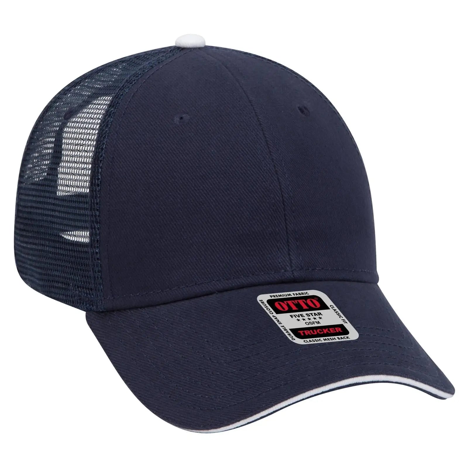 OTTO 84-482 6 Panel Low Profile Mesh Back Trucker Cap - Nvy/Nvy/Wht - Nvy/Nvy/Wht / 6 1/2’’ - 7 5/8’’