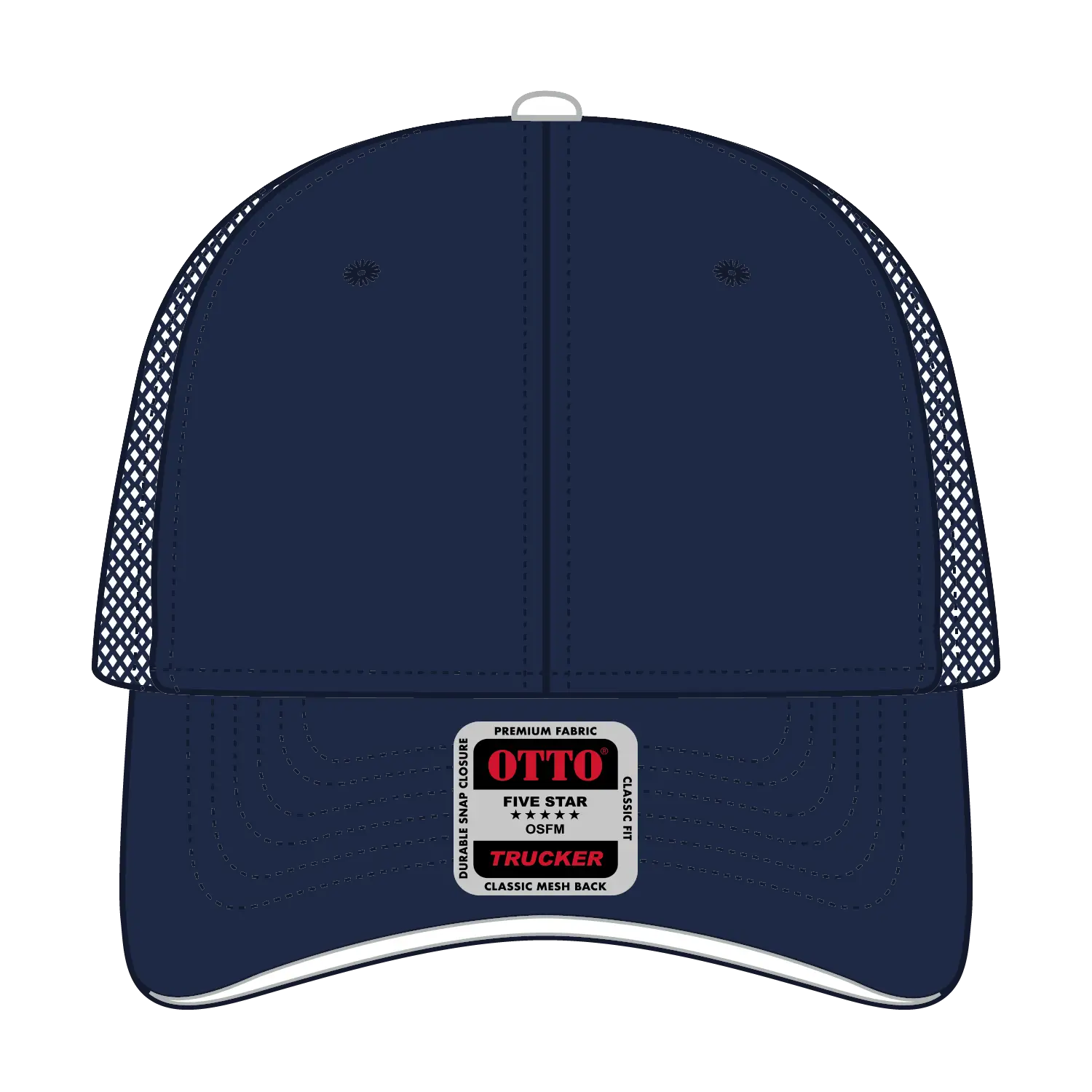 OTTO 84-482 6 Panel Low Profile Mesh Back Trucker Cap - Nvy/Nvy/Wht - Nvy/Nvy/Wht / 6 1/2’’ - 7 5/8’’