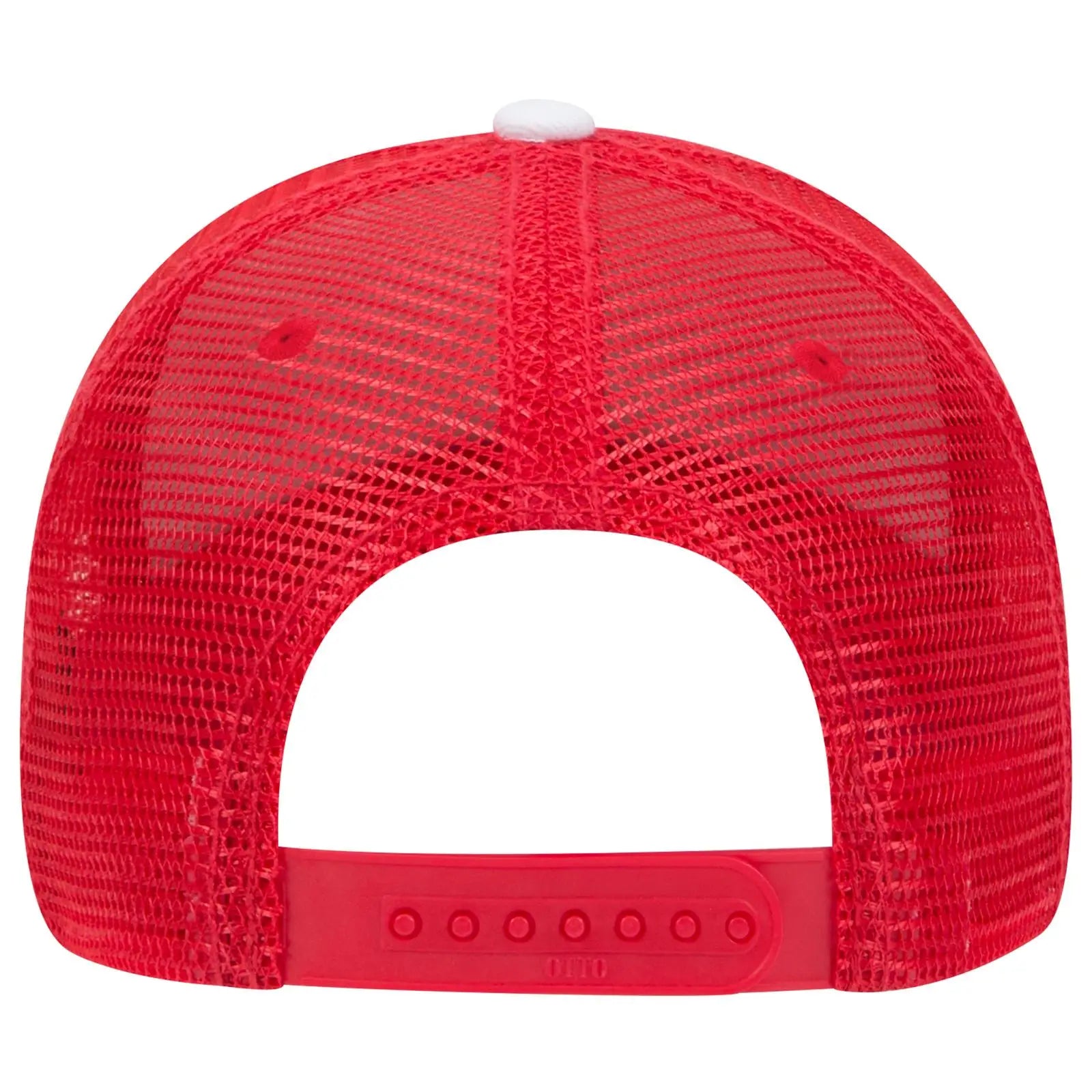 OTTO 84-482 6 Panel Low Profile Mesh Back Trucker Cap - Red/Red/Wht - Red/Red/Wht / 6 1/2’’ - 7 5/8’’