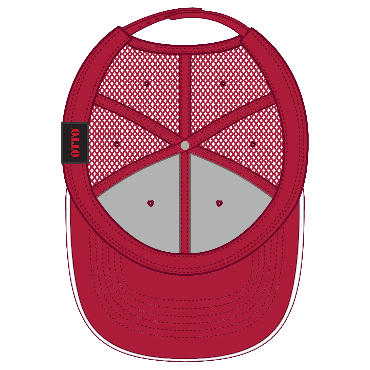 OTTO 84-482 6 Panel Low Profile Mesh Back Trucker Cap - Red/Red/Wht - Red/Red/Wht / 6 1/2’’ - 7 5/8’’