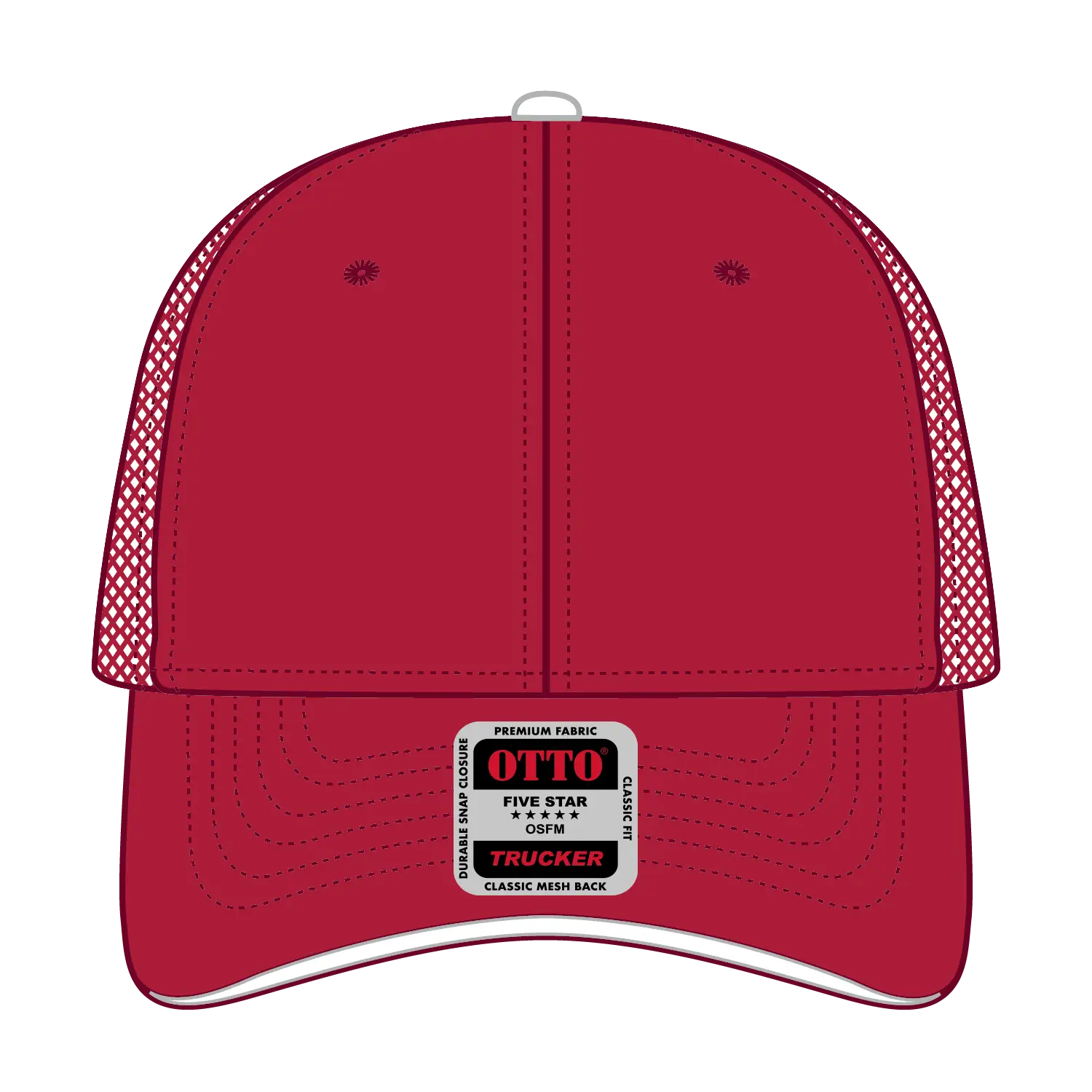 OTTO 84-482 6 Panel Low Profile Mesh Back Trucker Cap - Red/Red/Wht - Red/Red/Wht / 6 1/2’’ - 7 5/8’’