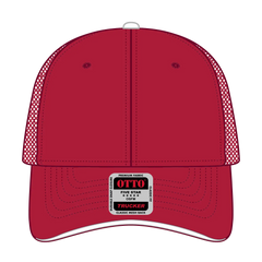 OTTO 84-482 6 Panel Low Profile Mesh Back Trucker Cap - Red/Red/Wht - Red/Red/Wht / 6 1/2’’ - 7 5/8’’
