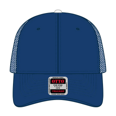 OTTO 84-482 6 Panel Low Profile Mesh Back Trucker Cap - Ryl/Ryl/Wht - Ryl/Ryl/Wht / 6 1/2’’ - 7 5/8’’