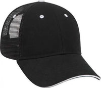 OTTO 84-482 Brushed Bull Denim Sandwich Visor Low Profile Pro Style Mesh Back Structured Firm Front Panel Cap - Black