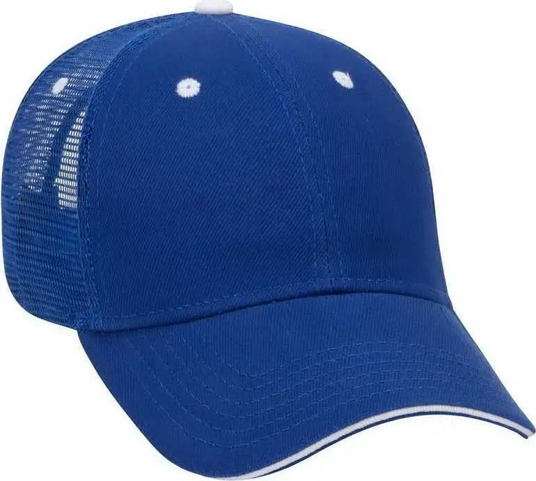 OTTO 84-482 Brushed Bull Denim Sandwich Visor Low Profile Pro Style Mesh Back Structured Firm Front Panel Cap - Royal