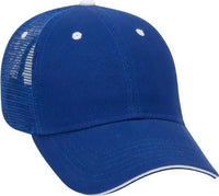 OTTO 84-482 Brushed Bull Denim Sandwich Visor Low Profile Pro Style Mesh Back Structured Firm Front Panel Cap - Royal