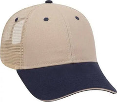 OTTO 84-482 Brushed Bull Denim Sandwich Visor Low Profile Pro Style Mesh Back Structured Firm Front Panel Cap - Navy