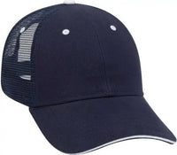 OTTO 84-482 Brushed Bull Denim Sandwich Visor Low Profile Pro Style Mesh Back Structured Firm Front Panel Cap - Navy