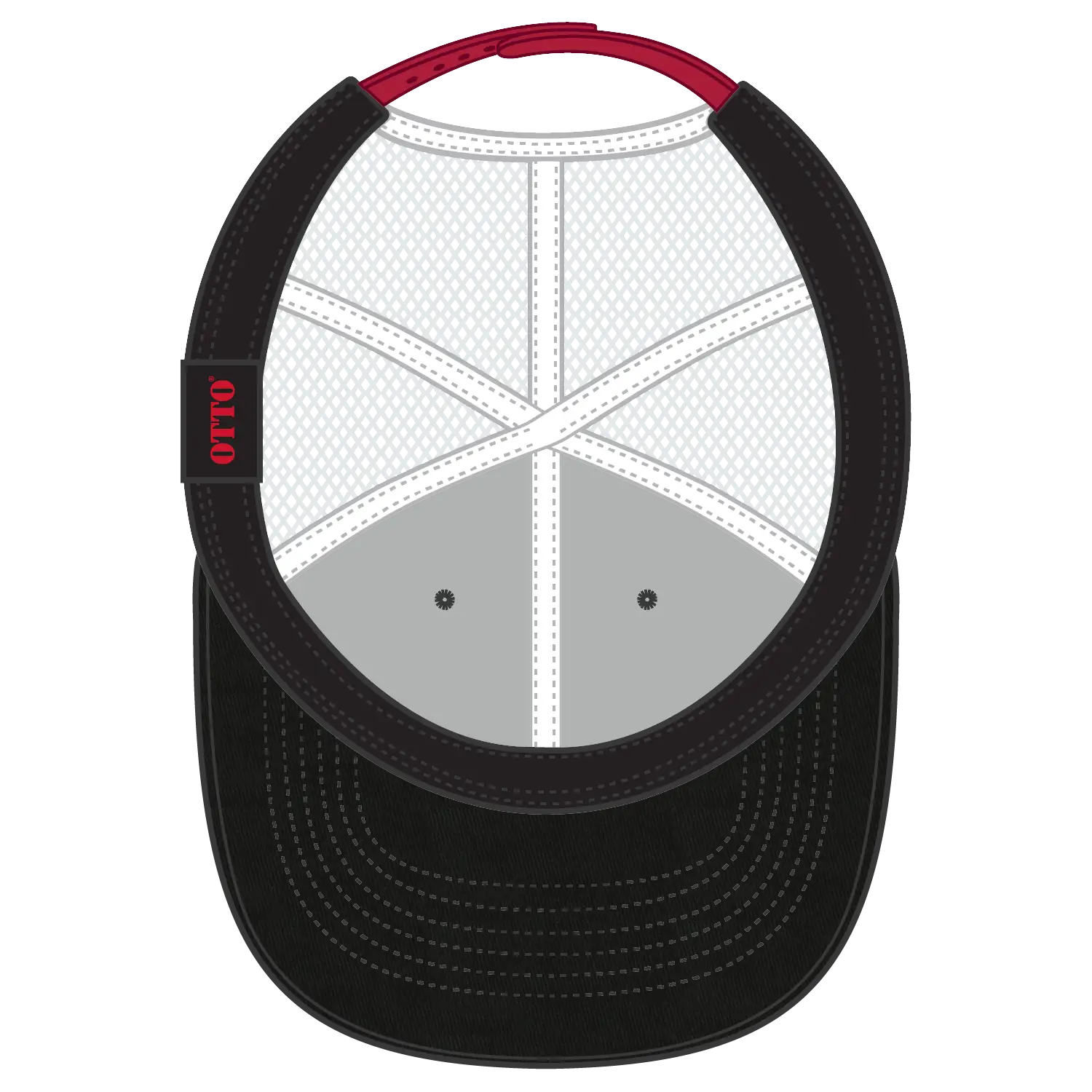 OTTO 88-1280 6 Panel Low Profile Mesh Back Trucker Cap - Blk/Wht - Blk/Wht / 6 1/2’’ - 7 5/8’’