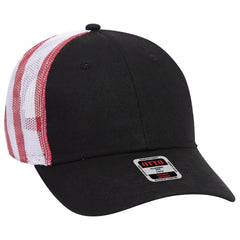 OTTO 88-1280 6 Panel Low Profile Mesh Back Trucker Cap - Blk/Wht - Blk/Wht / 6 1/2’’ - 7 5/8’’
