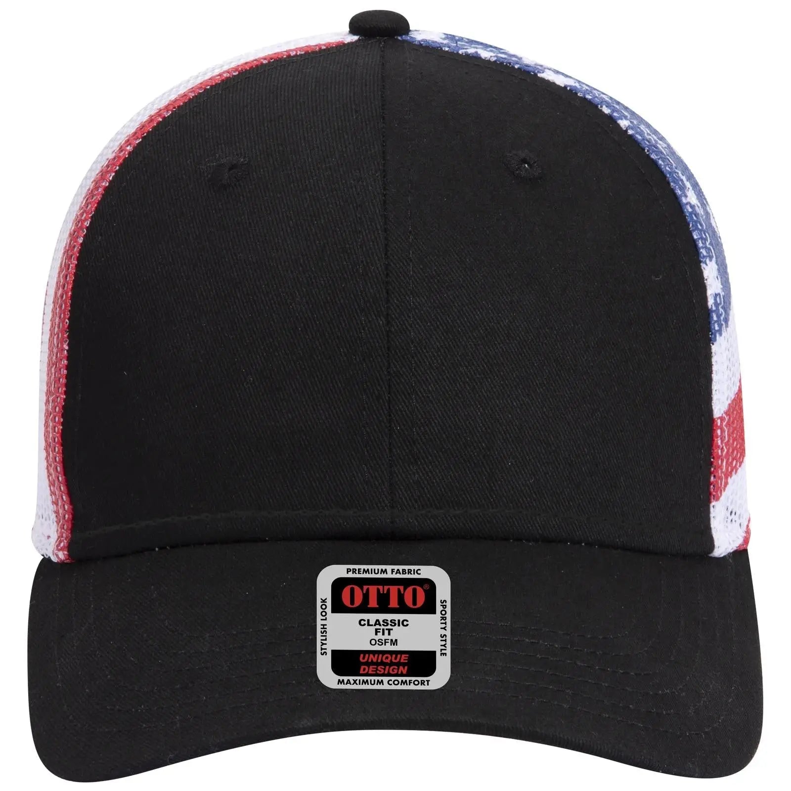 OTTO 88-1280 6 Panel Low Profile Mesh Back Trucker Cap - Blk/Wht - Blk/Wht / 6 1/2’’ - 7 5/8’’