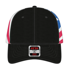 OTTO 88-1280 6 Panel Low Profile Mesh Back Trucker Cap - Blk/Wht - Blk/Wht / 6 1/2’’ - 7 5/8’’