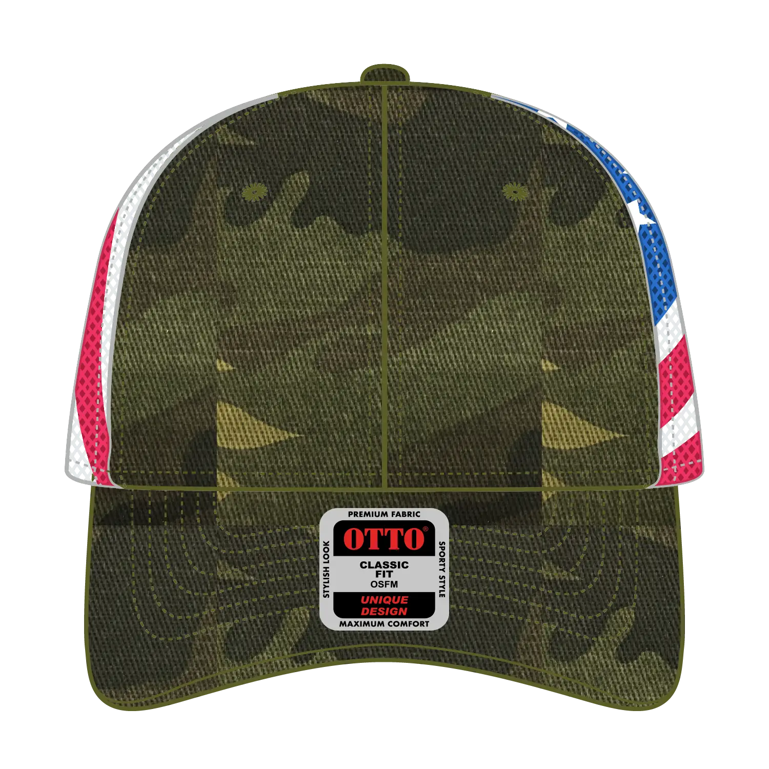 OTTO 88-1280 6 Panel Low Profile Mesh Back Trucker Cap - Camo 00816 - Camo 00816 / 6 1/2’’ - 7 5/8’’