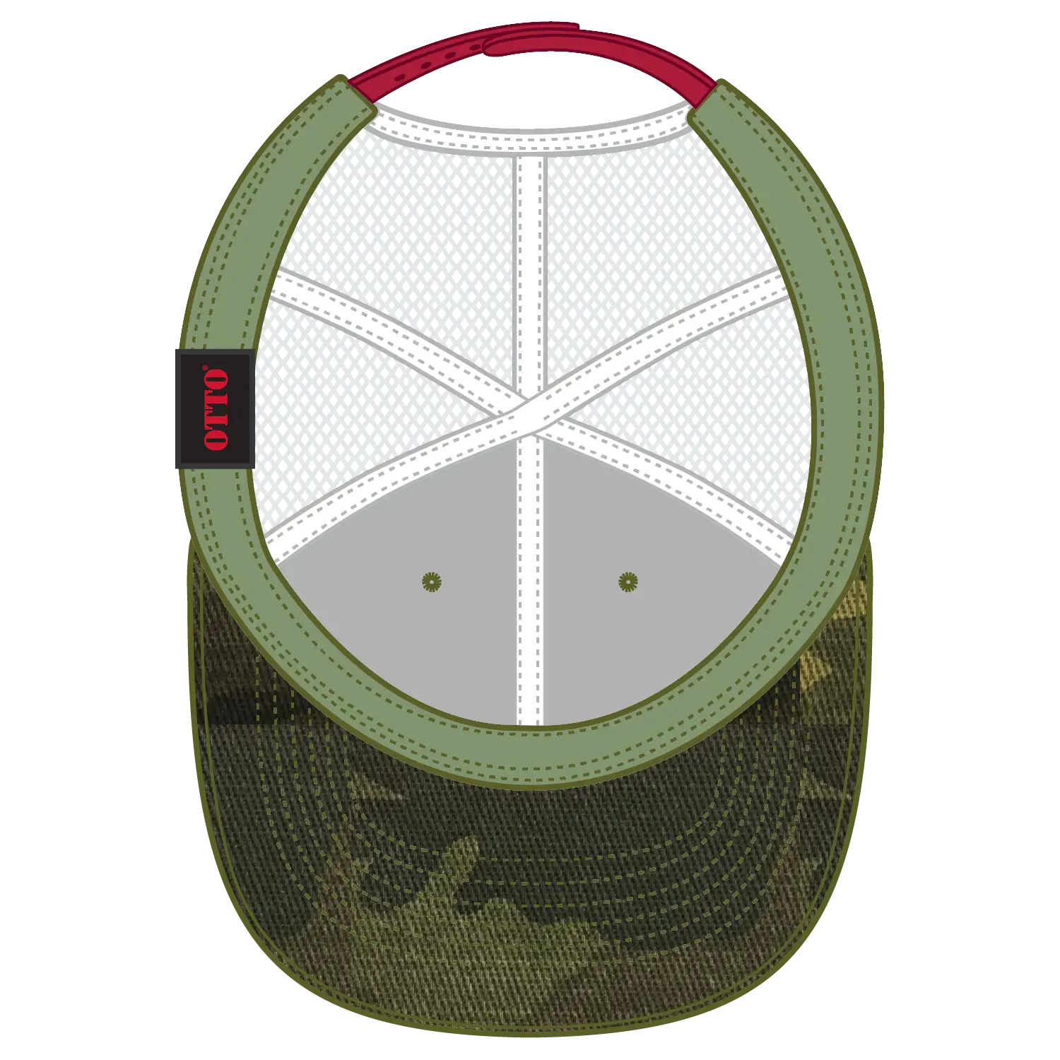 OTTO 88-1280 6 Panel Low Profile Mesh Back Trucker Cap - Camo 00816 - Camo 00816 / 6 1/2’’ - 7 5/8’’