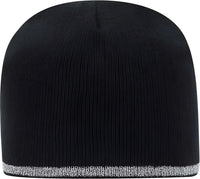 OTTO 91-1237 100% Acrylic 8 Reflective Beanie - Black - Black / One Size Fits Most