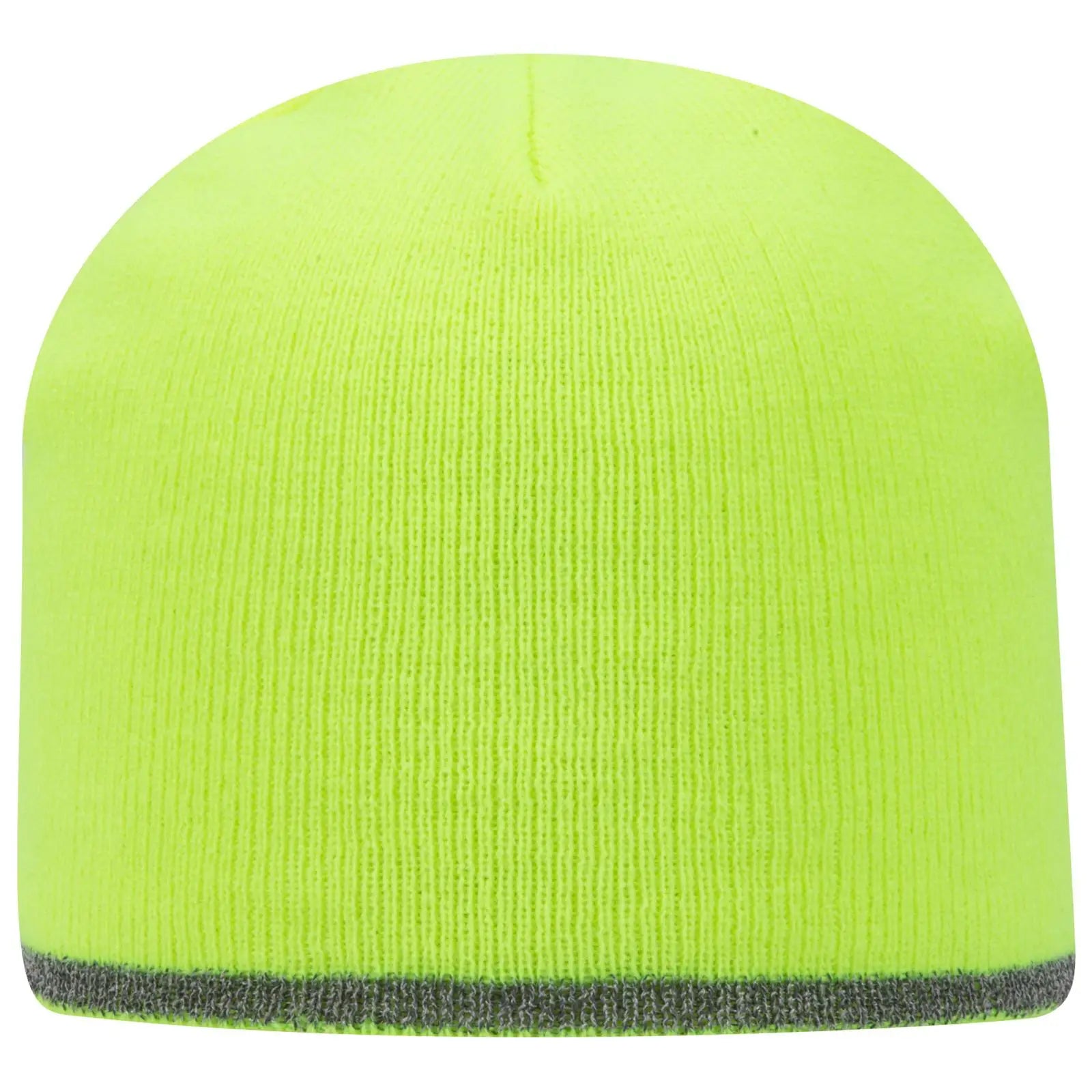 OTTO 91-1237 9’’ Classic Knit Beanie W/ Reflective Stripe - N. Yellow - N. Yellow / 6 1/2’’ - 7 5/8’’