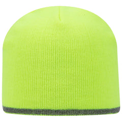 OTTO 91-1237 9’’ Classic Knit Beanie W/ Reflective Stripe - N. Yellow - N. Yellow / 6 1/2’’ - 7 5/8’’