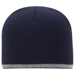 OTTO 91-1237 9’’ Classic Knit Beanie W/ Reflective Stripe - Navy - Navy / 6 1/2’’ - 7 5/8’’